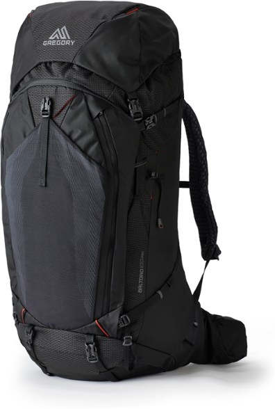 Gregory Baltoro 100 Pro pack showcased on a mountain trail, highlighting its dynamic hipbelt design.