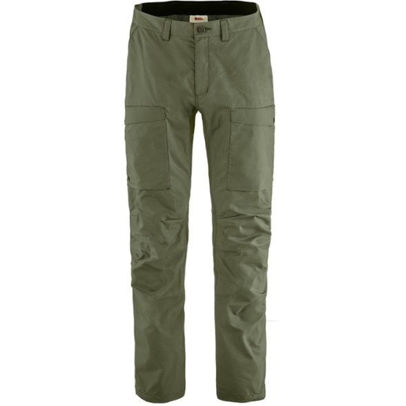 Fjallraven Men's Abisko Hybrid Trekking Pants showing side ventilation openings while hiking
