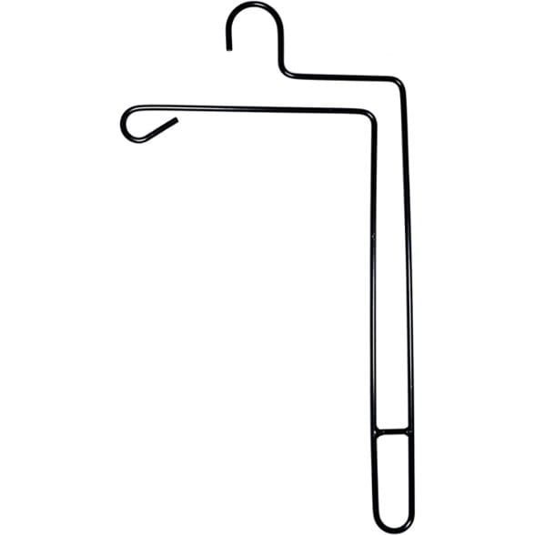 Side view of the vertical storage sleeping bag hanger showcasing its robust steel construction.