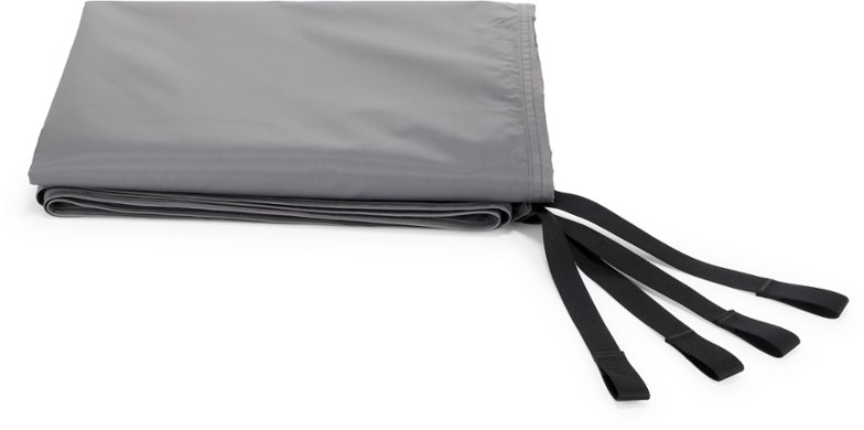 Campwell 6 tent footprint displayed in a camping setup, showcasing its water-repellent feature.