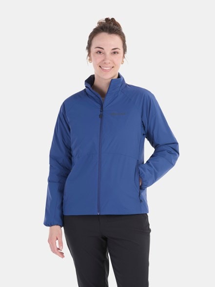 Marmot Novus LT Women's Insulated Jacket in action on a rainy day