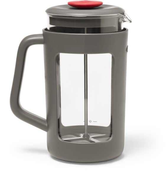 TrailBliss Portable French Press 2.0 with protective case at a campsite