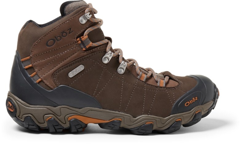 Side view of Men's Premium Leather Waterproof Hiking Boots showcasing the rugged design.