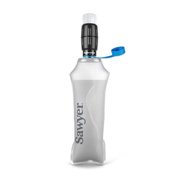 Sawyer Micro Squeeze filter in action during a hiking trip, showcasing its lightweight design.