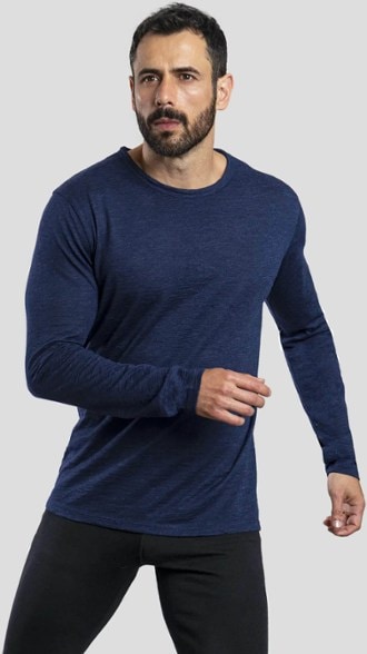 Front view of men's ultralight alpaca wool shirt designed for hiking and outdoor activities