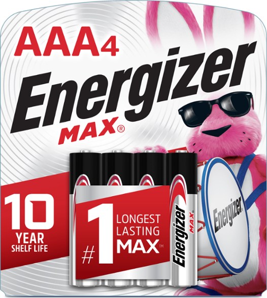Energizer MAX AAA batteries pack displayed on a countertop, ready for use.