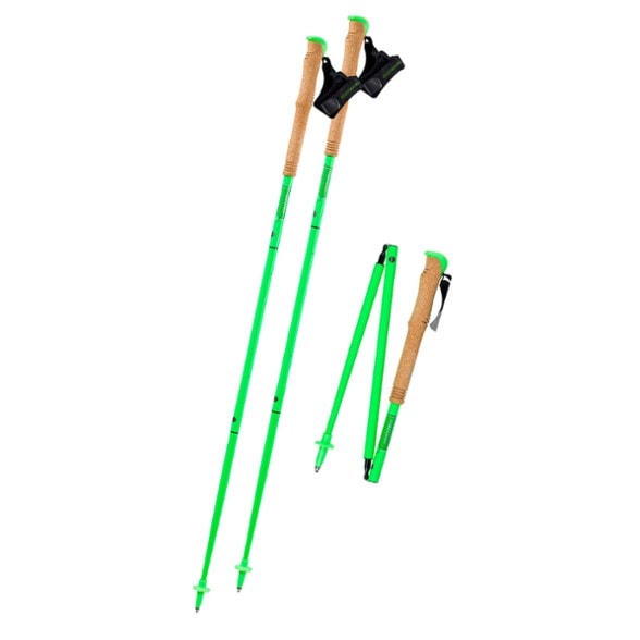 Close-up view of UltraLite Carbon Trekking Poles showcasing the durable trail carbide tips.