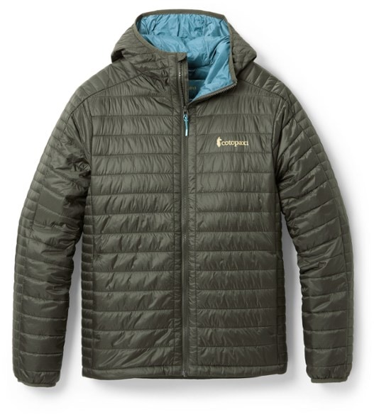 Capa men's insulated jacket showcasing the scuba hood and zippered pockets.