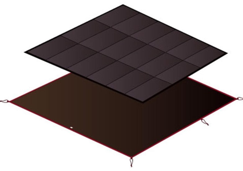Alpha Breeze mat and sheet set displayed inside a tent, showcasing its size and comfort.