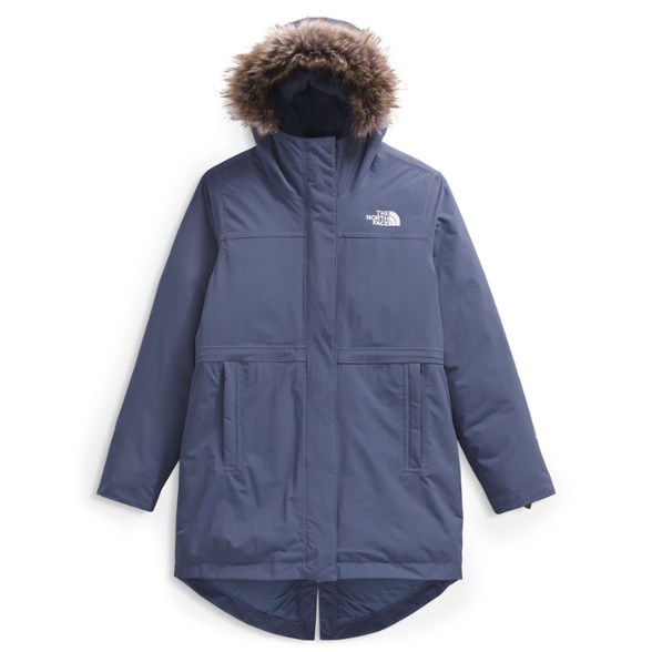 Front view of Expedition Ready Girls Waterproof Down Parka showcasing its stylish design.