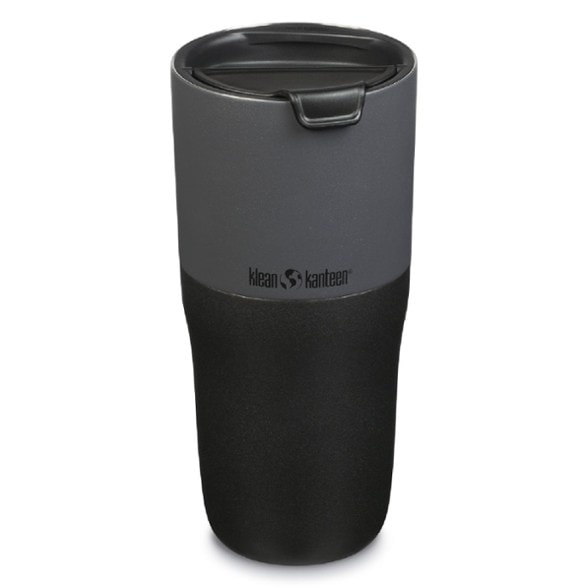 Side view of RiseGuard insulated tumbler showing ergonomic stainless steel cup and flip lid for commuting