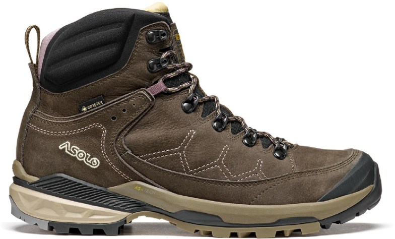Side view of Falcon women's waterproof hiking boots showcasing nubuck leather and GORE-TEX lining.