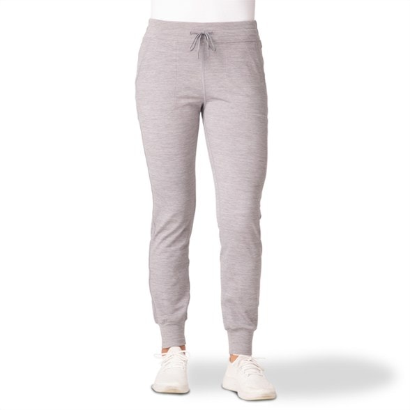 Front view of Cozy Performance Thermal Joggers for Women showcasing the space-dye pattern and pockets.