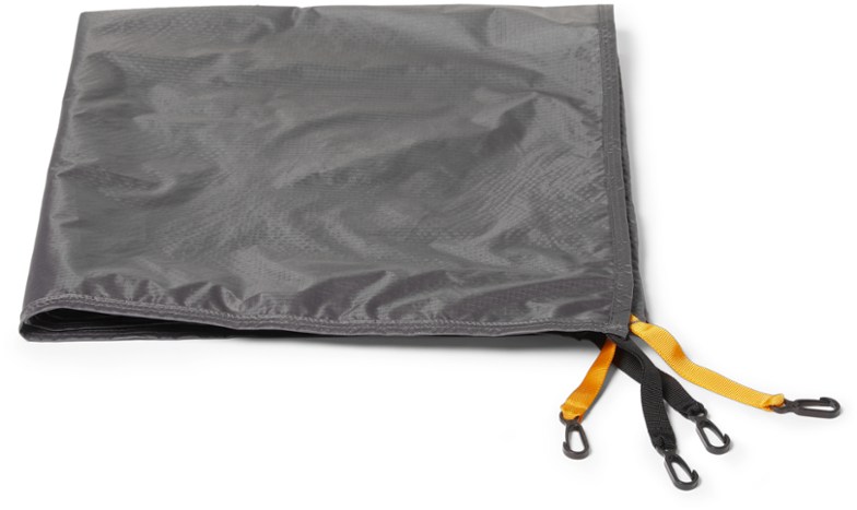 Close-up of REI Co-op Flash Air 1 tent footprint made from lightweight ripstop nylon, showing durable texture
