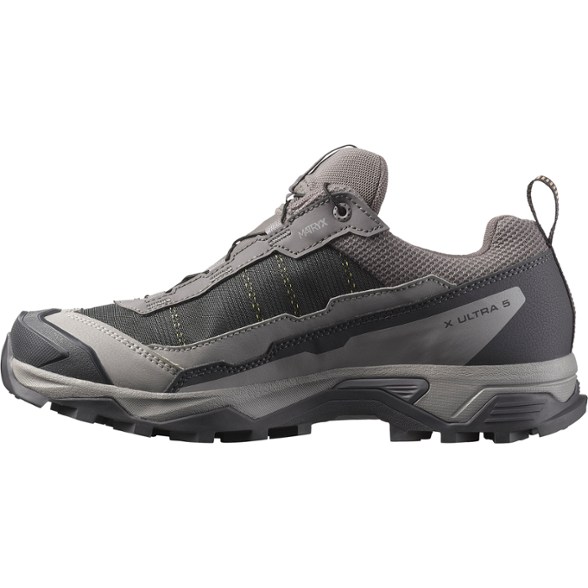 Salomon Women's X Ultra 5 GORE-TEX Low Hiking Shoes from the side, showcasing the lightweight design.