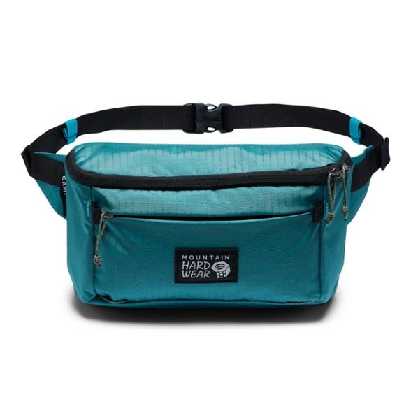 Front view of the Adventure Ready Hip Pack showcasing its water-resistant fabric