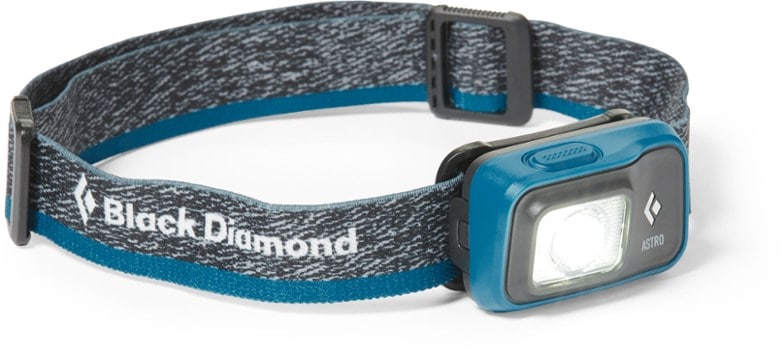 Astro 300 headlamp in use during a night hike, illuminating the trail ahead.