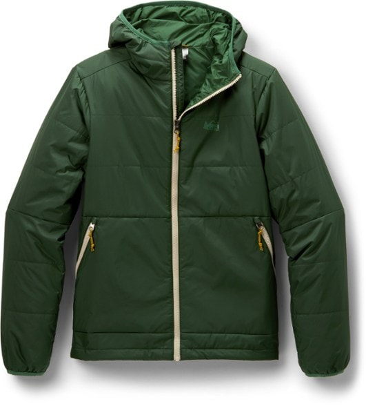Front view of Trailmade women's insulated hoodie showing lightweight synthetic insulation and water-resistant fabric