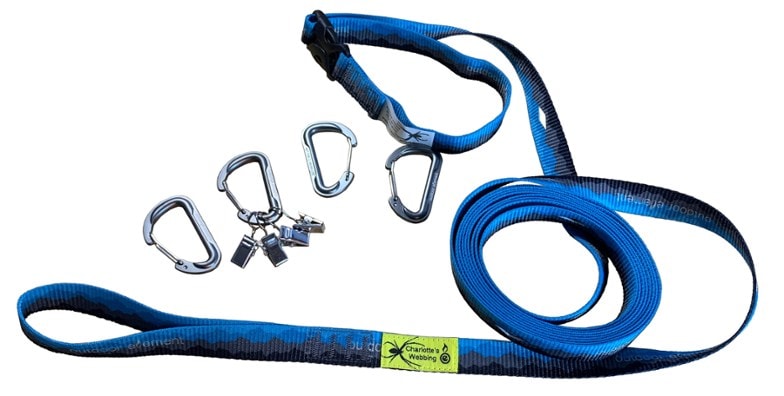 Eco-Friendly Camping Gear Organizer showcasing adjustable webbing and clips
