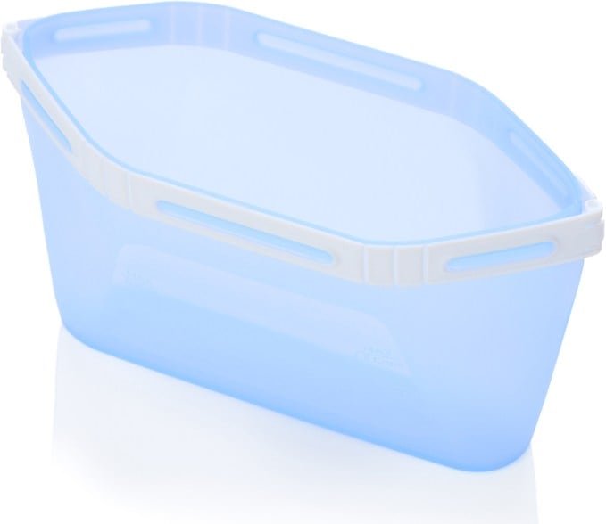 TravelMate Leakproof Silicone Snack Pouch from the front, showcasing its vibrant color and slide-lock feature.
