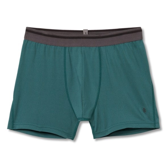 Front view of men's moisture-wicking underwear ReadyDry 4-inch boxer briefs in charcoal gray