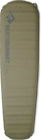 Camp Plus self-inflating mummy sleeping pad in a tent setup, showcasing its thickness and design.