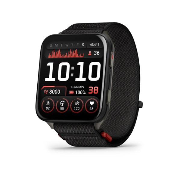 Garmin Venu X1 smartwatch with bright AMOLED display during a morning run