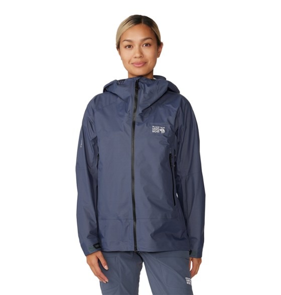 Close-up of the Trailblazer women's jacket hood with drawcord adjustment.