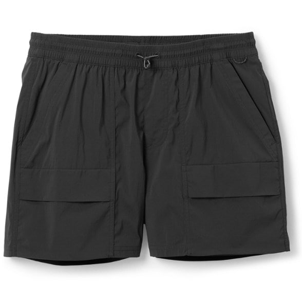 Front view of TrailFlex quick-dry shorts for women, highlighting water-repellent stretch fabric and six pockets