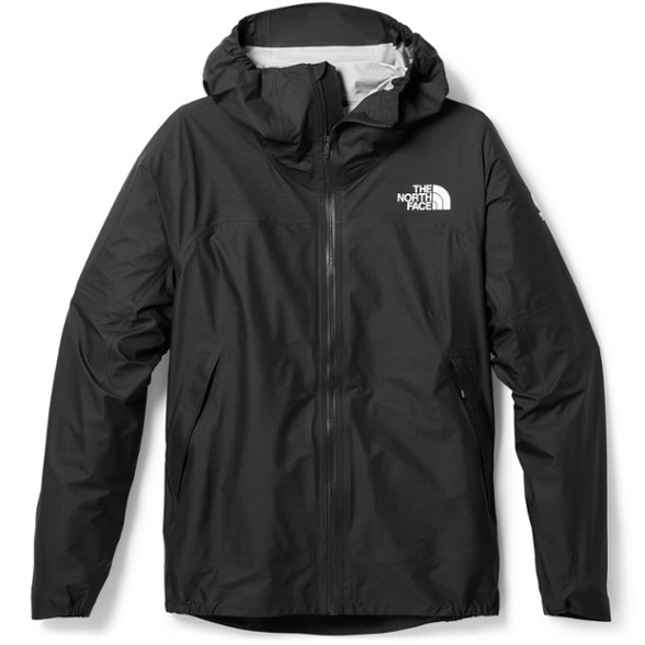Front view of women's waterproof jacket in bright blue, showing adjustable hood and sleek design