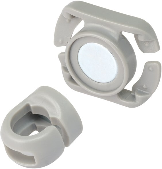 Top view of TrailLock Hose Magnet clipped to a hydration pack during hiking