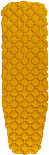 TrekMate Air Lite sleeping pad set up for camping, showcasing its thickness and texture.