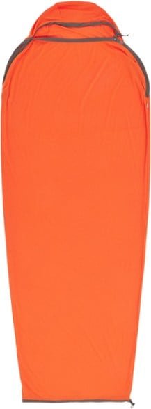 Thermal Shield sleeping bag liner showcasing its mummy shape and Thermolite Pro fabric for cold weather protection.