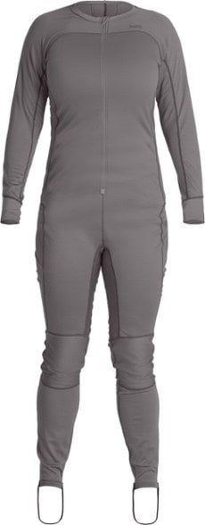 Front view of women's lightweight union suit showcasing the soft fleece interior and YKK zipper.