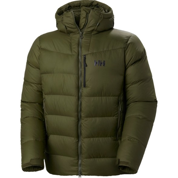 Front view of Helly Hansen Men's Polar Down Insulated Jacket, showcasing its stylish design and warm insulation.