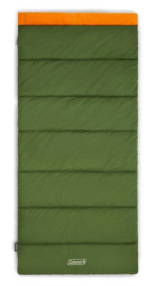 Coleman Big Game sleeping bag showcasing the cozy sherpa fleece lining from a side view.