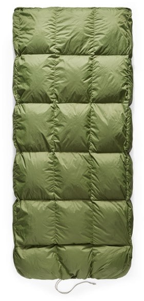 Tanami ultralight sleeping quilt spread out showing textured liner and down fill