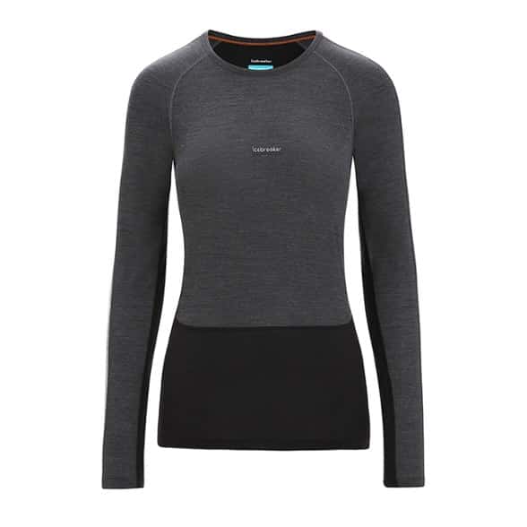 Front view of women's merino wool thermal top, showcasing its sleek design and fit.