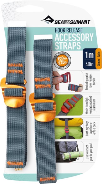Close-up view of Adventure-Ready Accessory Straps showcasing the durable aluminum hooks.