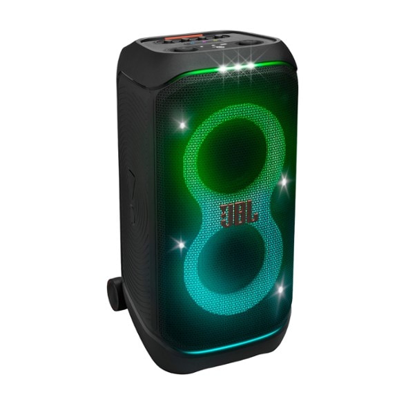 JBL PartyBox Stage 320 showcasing light effects during a party.
