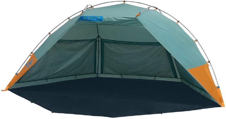 Kelty Quick-Corner Beach Cabana with open mesh windows providing ventilation and bug protection.