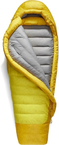 Alpine -20F down sleeping bag showing the spacious interior and zipper system.