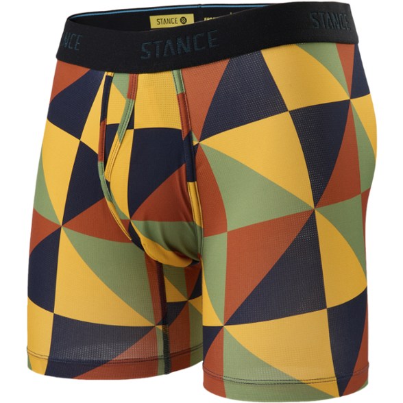 Front view of Navy Mash men's boxer briefs showing comfortable mid-grade compression and moisture wicking underwear fabric