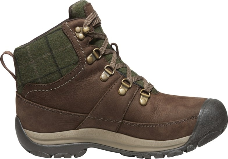 Kaci III Women's Winter Waterproof Boots side view showcasing the plaid accents and premium leather.