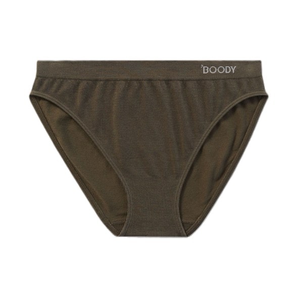 Eco-friendly bamboo bikini underwear showing mid-rise fit and soft material.