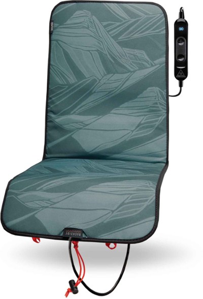 Ignik Voyager XL heated seat pad showing adjustable temperature control on a camping chair
