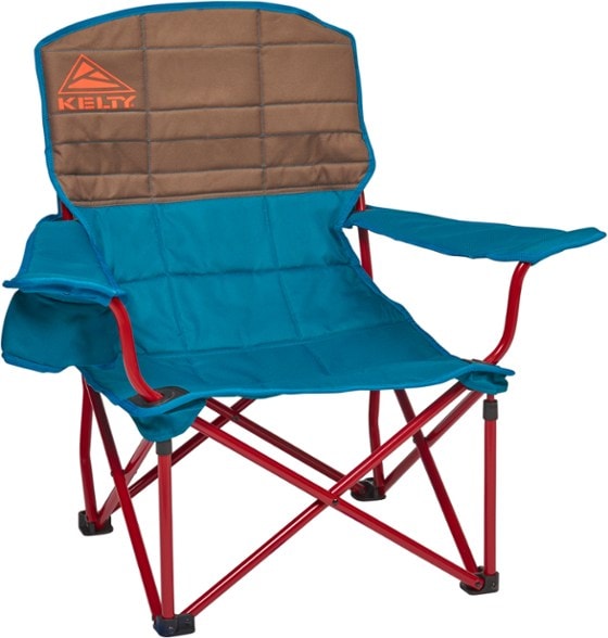 Kelty Lowdown chair at sunset, perfect for camping and outdoor events.