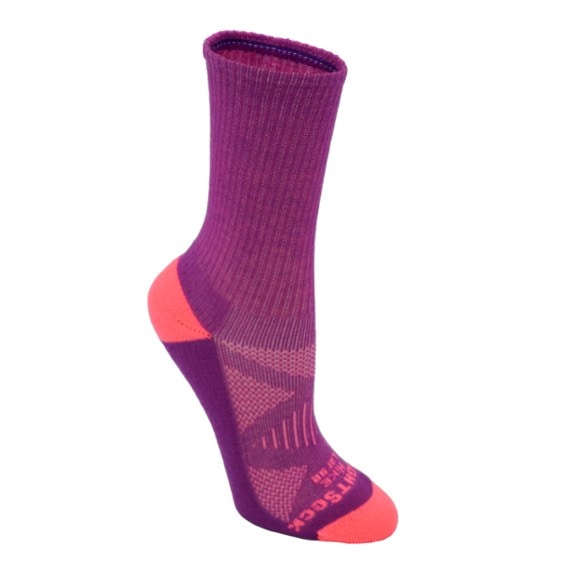 Eco-friendly kids hiking socks showcasing the double-layer design and seamless toes.