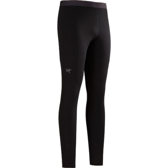 Side view of Rho Merino wool thermal bottoms on a male model, highlighting the fit and fabric.