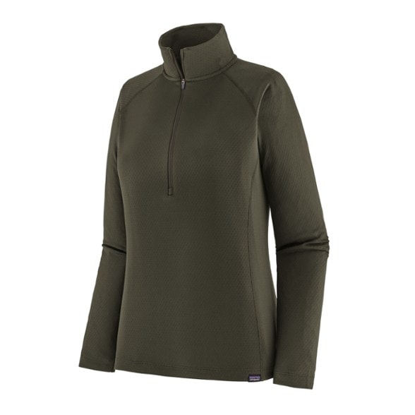 Patagonia Women's Midweight Zip-Neck Base Layer Top in action during a hike